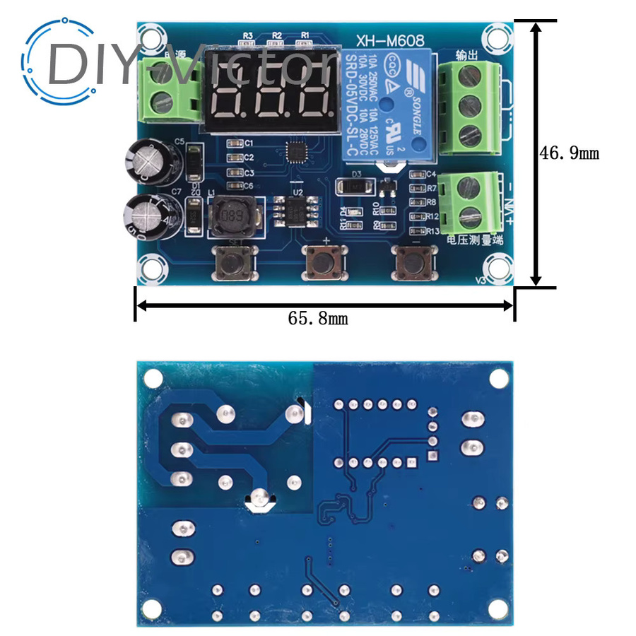 HCW-M63 Batterielade-Entlademodul in Blau mit integriertem Voltmeter, DC 6–40 V, Unterspannungs- und Überspannungsschutz sowie Timing-Entladefunktion - Bild 4