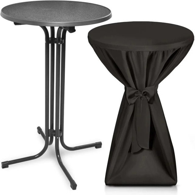 Beautissu Bellini Stehtisch Grau mit schwarzer Stehtischhusse Durchmesser: 60 cm - Bild 1