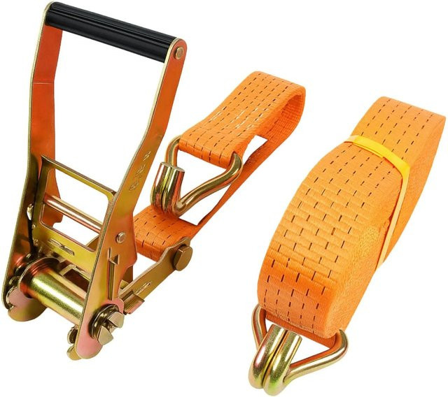 TRUTZHOLM Spanngurt Set mit Ratsche, 2-teilig, Orange, Länge: 8 m, Tragkraft: 5 t, TÜV GS zertifiziert - Bild 1