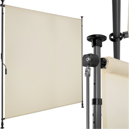 tectake Klemmmarkise beige aus Polyester mit Handkurbel, B/T/H: 310 x 158 x 7 cm