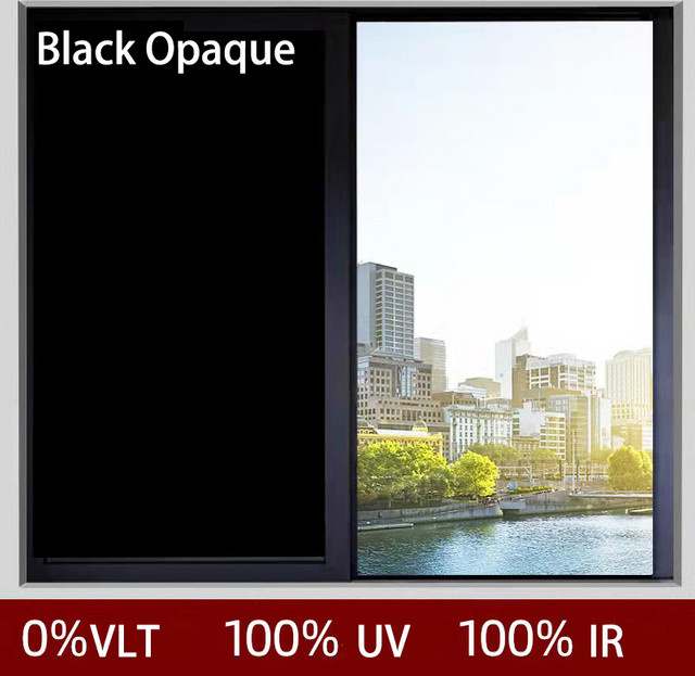 WXSHSH Fenster-Sichtschutzfolie in Schwarz, selbstklebende und undurchsichtige Verdunkelung mit UV-Schutz für deine Privatsphäre - Bild 1