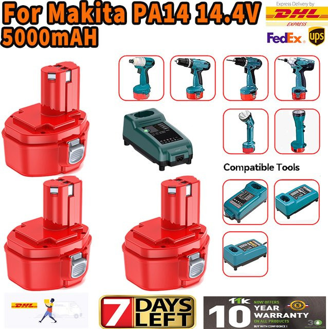 Makita NI-MH Akku PA14 in Rot mit 5000 mAh und 14,4 V für Elektrowerkzeuge - Bild 1