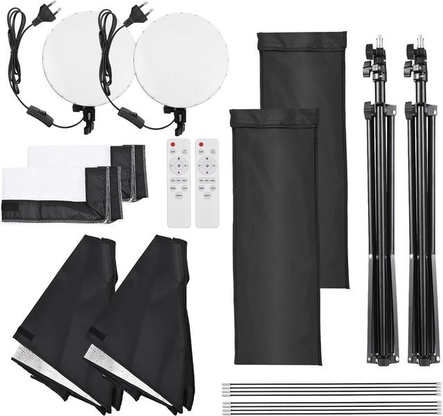 ZuiyouPet1 Studio-Fotografie-Licht-Kit mit 2x 80W Bi-Color LED-Videoleuchten, 2x Softboxen und 2x Metall-Lichtständern in Weiß und Silber - Bild 1