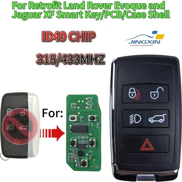 Jingxin Smart Auto Schlüssel PCB mit ID49 Chip 315/433 MHz in Schwarz für Land Rover Range Rover Sport Evoque Discovery 4 Freelander und Jaguar - Bild 1