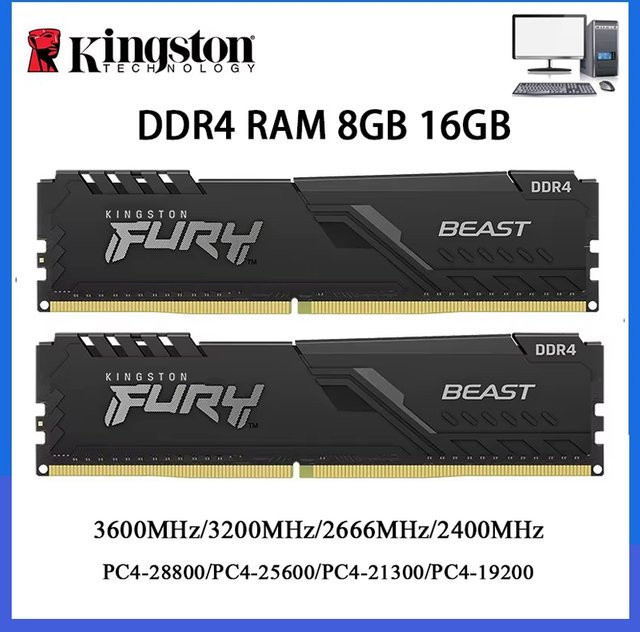 Kingston BEAST DDR4 Gaming-Desktop-Speicher RAM Schwarz 288Pin DIMM - Bild 1