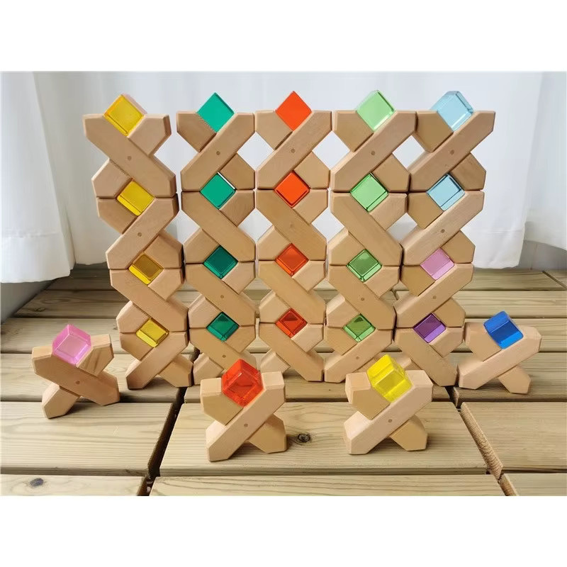 Jumpsecret Holzblöcke Bauspielzeug Holz Bunt / Mehrfarbig transparent - Bild 2