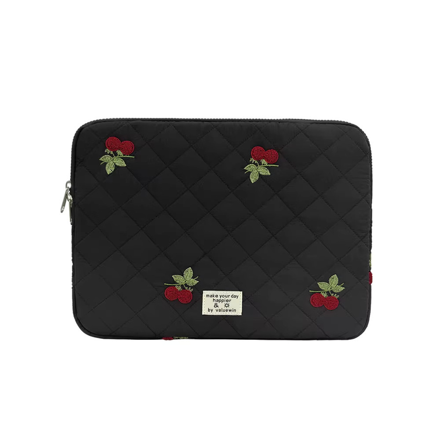 BOKEN Bestickte Laptop-Tasche mit weicher Plüsch-Fütterung für MacBook Air/Pro, Lenovo, Surface und Dell Notebooks, Farbe: Schwarz - Bild 7