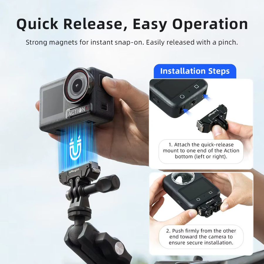 aMagisn 360-Grad parallel drehbare Metall-Schnellverschlusshalterung für DJI OSMO Action 5 Pro, 4 und 3 in Schwarz - Bild 3