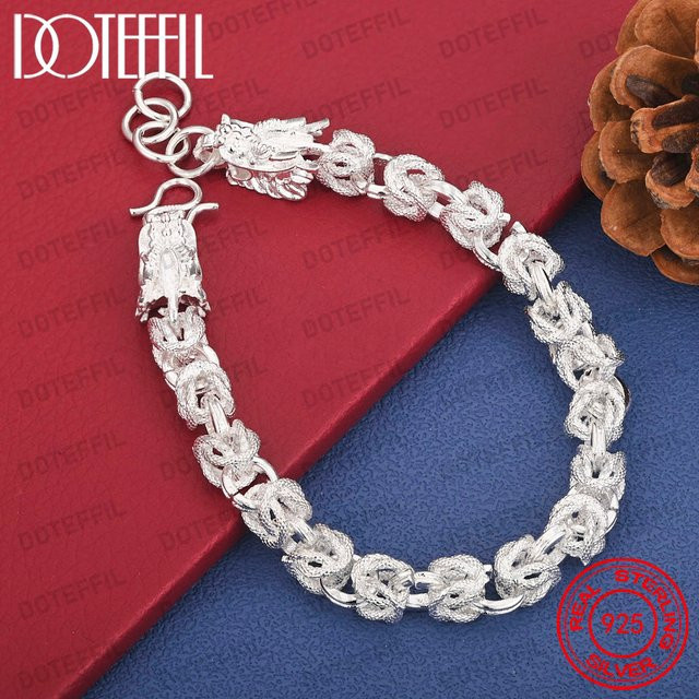 DOTEFFIL Armband, 925 Silber, Doppeldrachenkopf, geflochten, Unisex - Bild 1