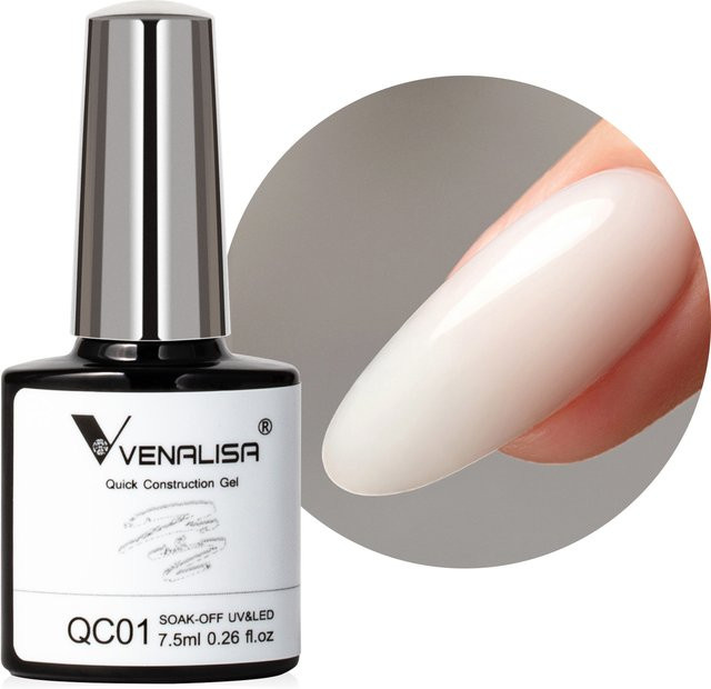 Venalisa Builder Nagelgel Milky White, 7,5 ml, Semi Transparent - Bild 1