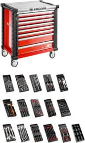 Facom Werkstattwagen JET.8M4 in Rot mit 15 Modulen, Höhe: 125 cm, Breite: 75,9 cm, Tiefe: 42,1 cm - Bild 1