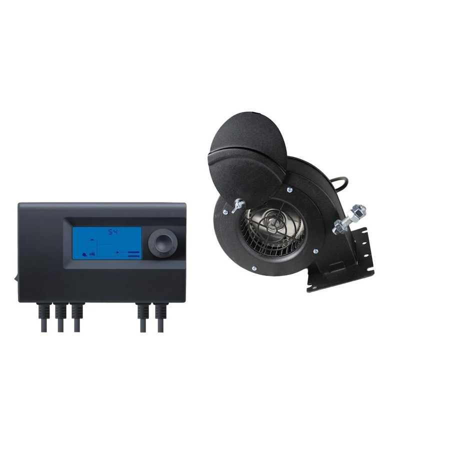 Euroster Kesselregelung 11W mit RV-14RK Gebläse und LCD-Display in Steel und Black, wandmontiert - Bild 2