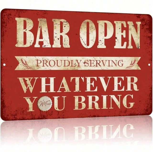 CIFBUY Vintage Bar-Schild aus Metall in Rot als Wanddekoration für Zuhause und Bar, B/H: 30,0 x 20,0 cm - Bild 1