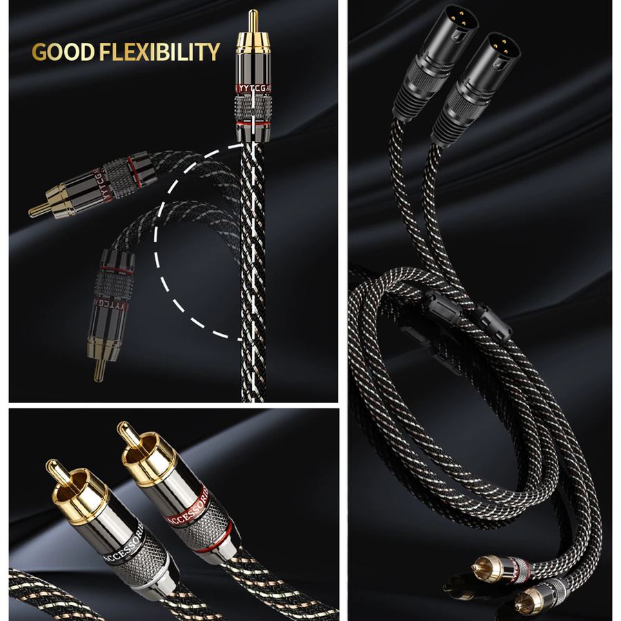 YYAUDIO HiFi RCA zu XLR Symmetrisches Audiokabel in Schwarz aus hochreinem OFC-Kabel für Mischer, Verstärker und Studioeinsatz - Bild 4