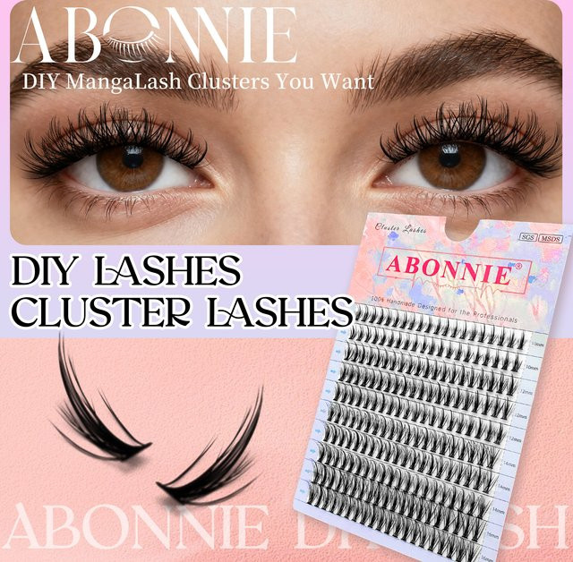 LAKANAKU Wispy Cluster Lashes Wimpernverlängerungen, 200 Stück, Criss Cross-Effekt, vegan - Bild 1