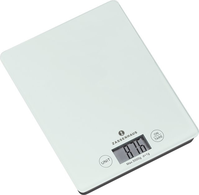 Digitalwaage Zassenhaus Balance in Weiß mit Digitalanzeige aus Glas und Kunststoff - Bild 1