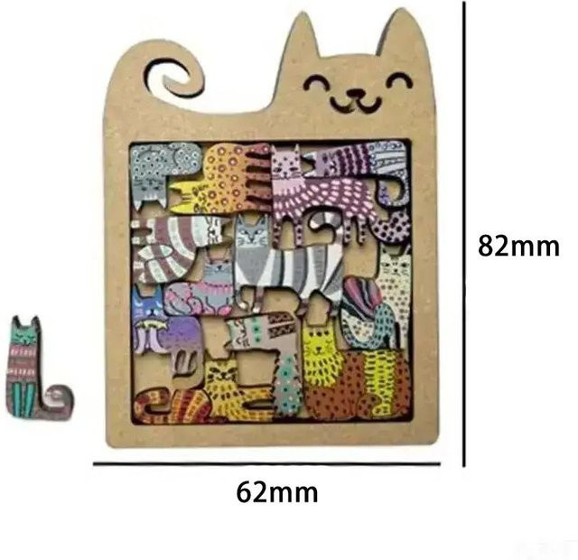 Feisifan Katzenform Holz Puzzle, ab 14 Jahre - Bild 1
