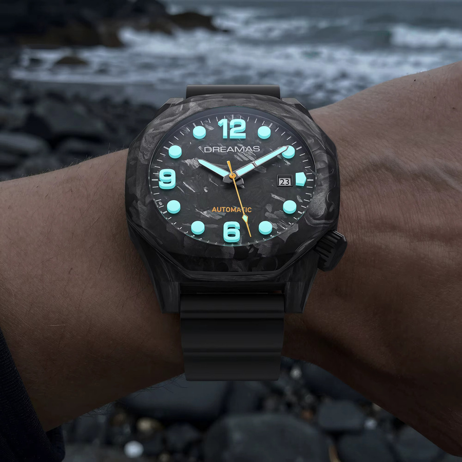 DREAMAS Automatik-Taucheruhr, Carbon Fiber, Edelstahl, Saphirglas, Herren - Bild 3