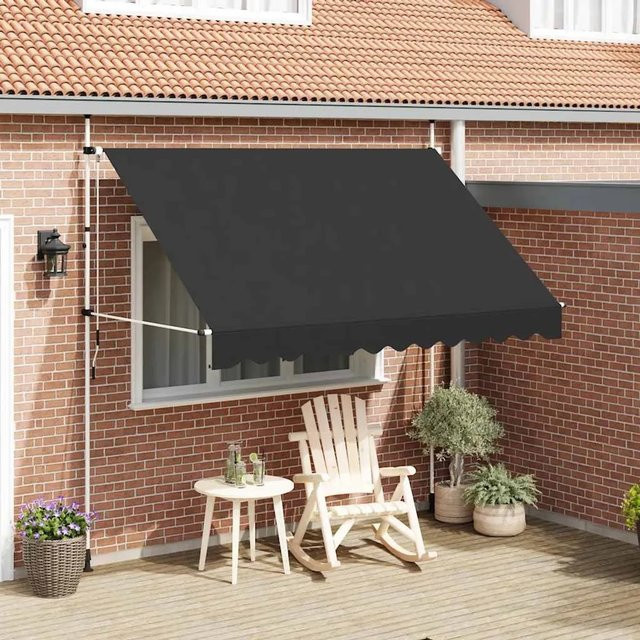 Handbetriebene Furnicato Einziehbare Markise aus Polyester in Anthrazit, Breite: 300 cm - Bild 1
