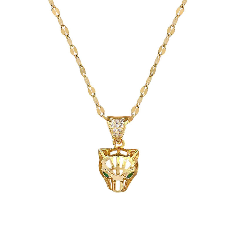 DIEYURO Halskette Leopard Kopf Anhänger, Edelstahl, Gold, Damen - Bild 3