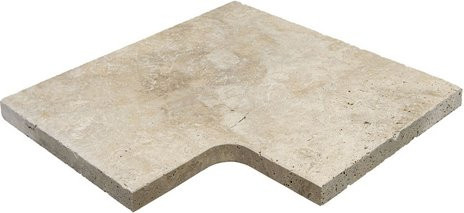 WOHNRAUSCH Beckenrandstein Tosca Cream aus Travertin in Beige, 1 Eckstück, gefast, B/T/H: 61 x 61 x 3 cm - Bild 1