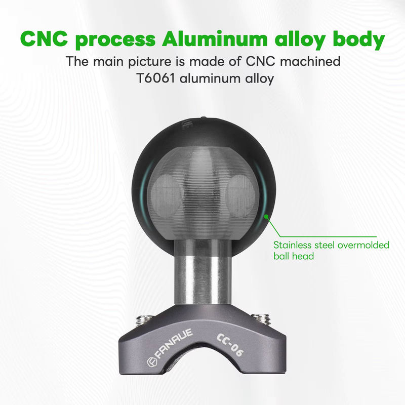 FANAUE Rückspiegelhalterung aus Aluminiumlegierung mit Kugelkopf-Basis für Handy und Sportkameras - Bild 3