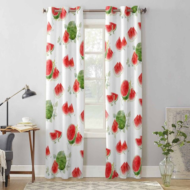 Super Six Fenster Vorhang Sommerfrucht Wassermelone in Weiß, B: 135 cm, H: 60 cm - Bild 1