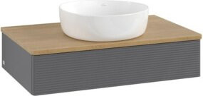 V&B Waschtischunterschrank Antao mit Frontstruktur in Anthrazit und Eiche Honig, B/T/H: 80 x 50 x 19 cm - Bild 1