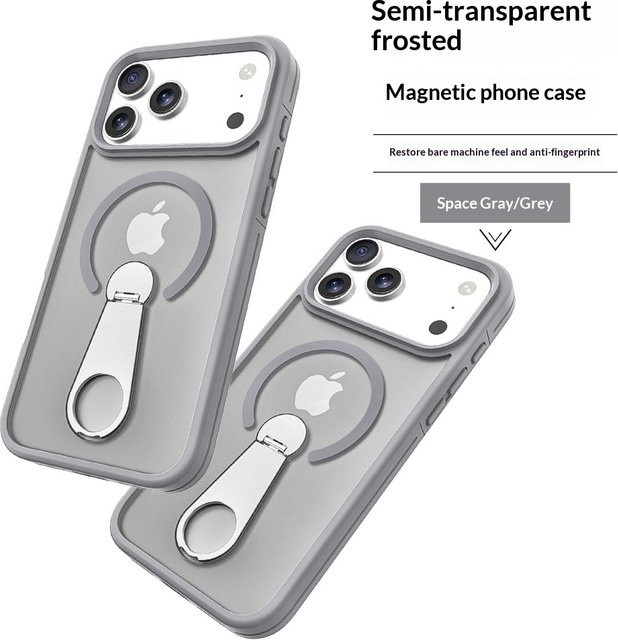 Transparente kabellose Ladehülle für Apple iPhone mit 360 Grad drehbarer Halterung - Bild 1