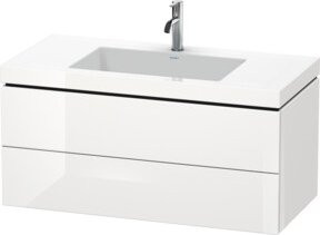 Duravit Waschtischunterschrank L-Cube c-bonded, wandhängend, Weiß Hochglanz, B: 100 cm, T: 48 cm, H: 50 cm, 2 Schubladen - Bild 1