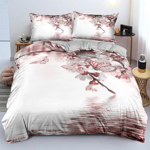 Flylo Bettwäsche-Set mit 3D-Blumendesign in Dunkelgold und Weiß, Material Mikrofaser, B/H: 180 x 210 cm - Bild 1