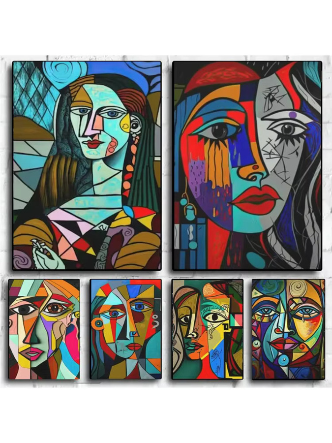 NUOYING Diamantmalerei-Set im abstrakten Picasso-Stil mit Motiv Charakterkopf, 5D DIY Mosaik-Kunst zum Selbermachen, Mehrfarbig - Bild 2