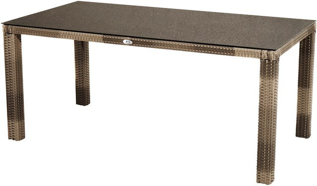 OUTFLEXX Rabida Dining Tisch aus Polyrattan in Beige mit Glasplatte in Steinoptik, B/T: 170 x 90 cm - Bild 1