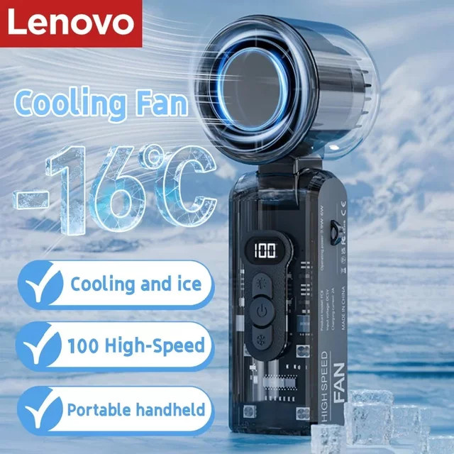 Lenovo Mini Handheld Turbofan Hochgeschwindigkeits-Kühlventilator, tragbarer USB-Ventilator in Lila, wiederaufladbar und leise - Bild 1