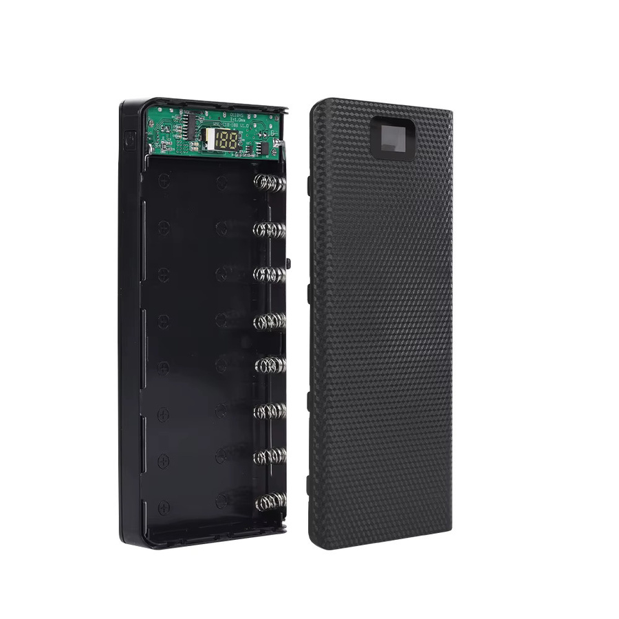 YiFanHeRong DIY Powerbank Gehäuse Kit für 8x 18650 Batterien mit Dual USB und Typ C in Schwarz - Bild 2