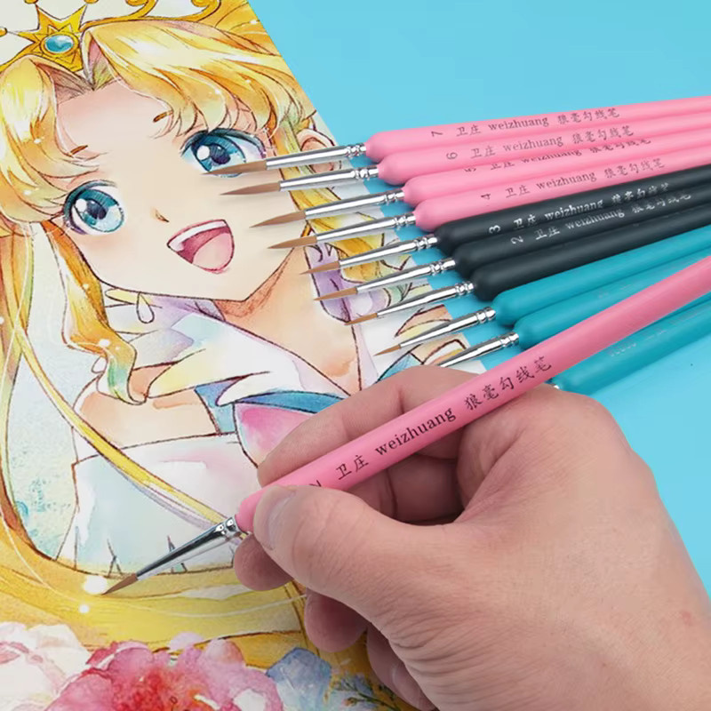 11-teiliges professionelles Miniatur-Pinsel-Set aus Nylon in Pink für Acryl- und Aquarellmalerei - Bild 2