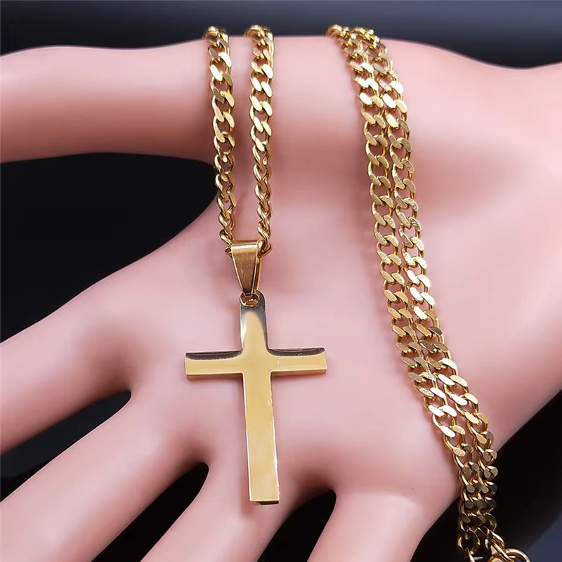 JYTF Halskette Edelstahl, goldfarben, Jesus-Kreuz, Unisex - Bild 2