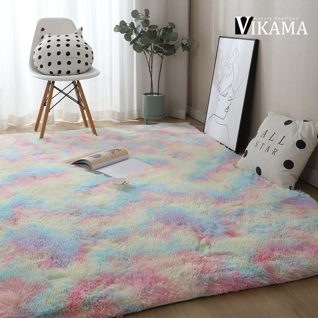 VIKAMA Kinderteppich in Rosa, flauschiger Plüschteppich aus Kunstfell für Kinderzimmer, Schlafzimmer und Wohnzimmer - Bild 1