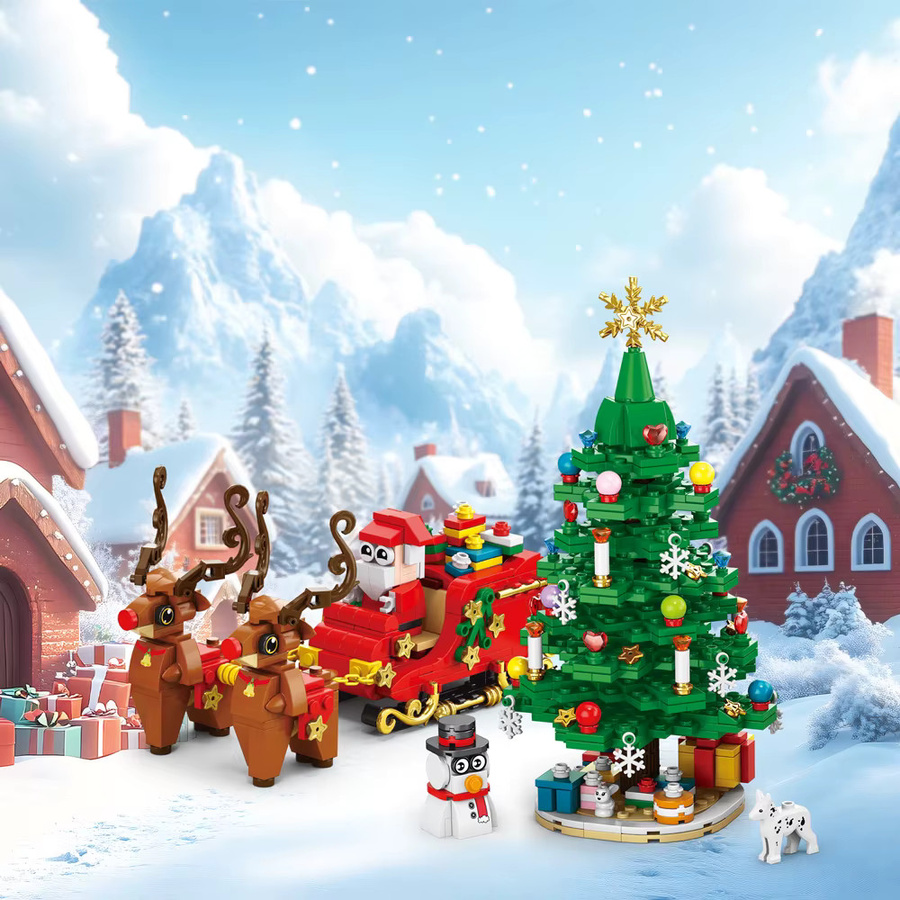 DBPALY Weihnachts Bausteine Set mit Zug, Baum, Elch und Haus in Mehrfarbig aus Kunststoff - Bild 1