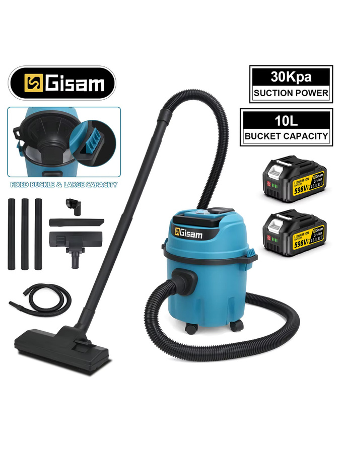 Gisam Elektrischer Nass- und Trockensauger 10L in Blau für Makita 18V Akku mit 30Kpa Saugkraft - Bild 6