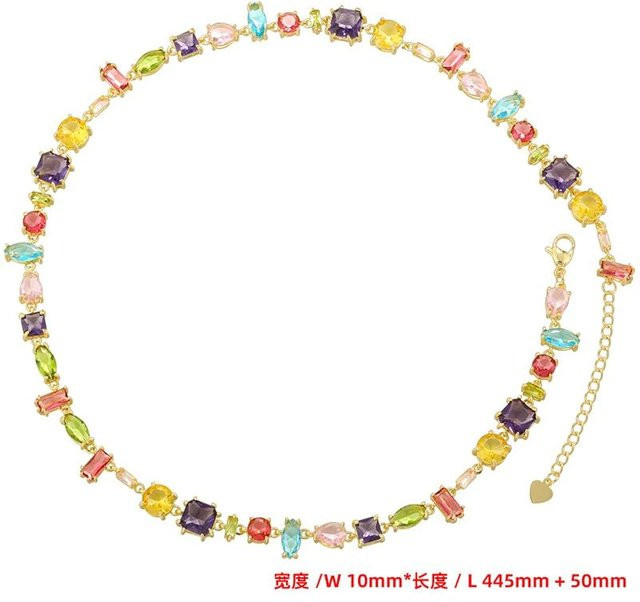 ZHUKOU Halskette und Perlenarmband, Vergoldet, Bunt, Kristall, Damen - Bild 1