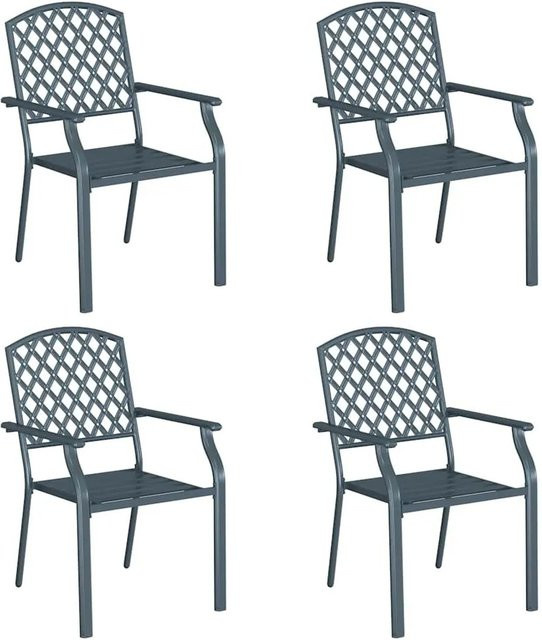 Furnicato Gartenstuhl Set 4er Pack Anthrazit aus Stahl mit Armlehnen, stapelbar, B/T/H: 56 x 65 x 89 cm - Bild 1