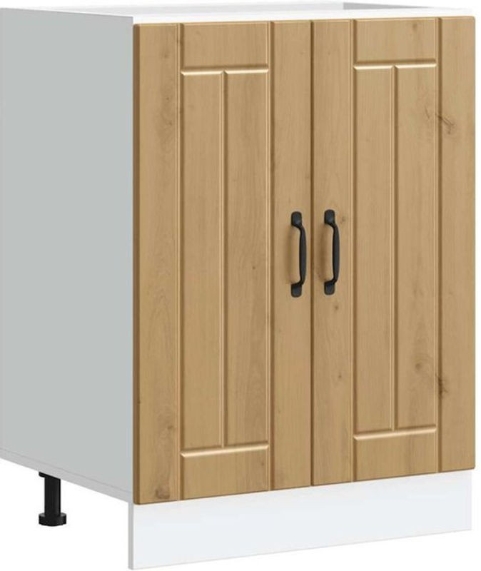 Spülenunterschrank Lucca Vidaxl in Eiche Natur und Beige aus Holzwerkstoff im Landhausstil mit Drehtüren - Bild 1