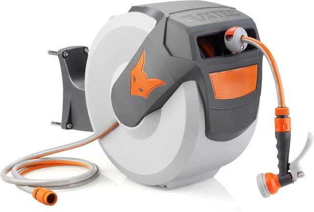 FUXTEC Wasserschlauchaufroller FX-WSA30 Wandmontage, 30 m Schlauch, Orange/Grau - Bild 1