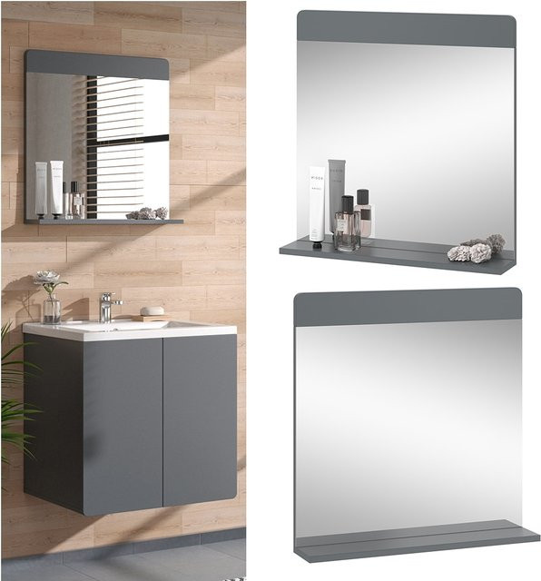 Vicco Badezimmerspiegel Izan mit Regal in Grau, B: 60 cm, H: 62 cm - Bild 1