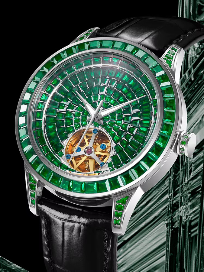 PINDU Armbanduhr, Automatik, Edelstahl, Leder, Diamantbesetzt, Herren, Schwarz - Bild 6
