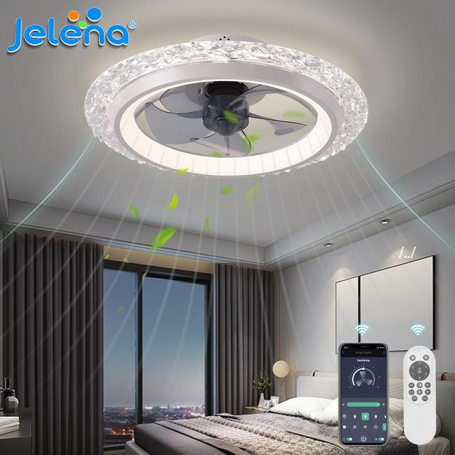 Jelena Moderner Deckenventilator mit LED-Licht und Fernbedienung in Weiß - Bild 1