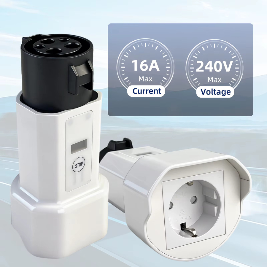 EVqiaoyi Typ 1 auf Schuko-Buchse EV-Adapter mit J1772 Stecker in Weiß - Bild 3