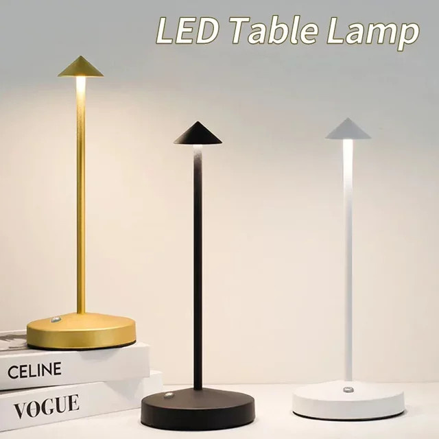 HPH LED Tischlampe Pina Pro mit Touch-Funktion, aufladbar, Gold/Messing, warmweißes Licht - Bild 1