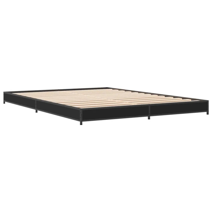 vidaXL Bettgestell Schwarz aus Holzwerkstoff und Metall B/T/H: 138 x 193 x 14,5 cm - Bild 2